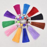 Decorative Tassel Polyester with Plastic Pearl & Zinc Alloy silver color plated 110mm Sold By PC