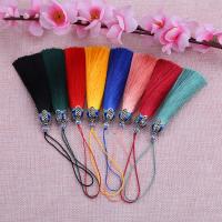 Decorative Tassel Viscose with Zinc Alloy silver color plated enamel 80mm Sold By PC