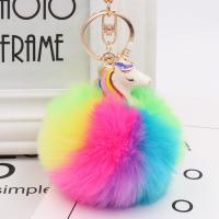 Zinc Alloy Key Chain with Plush Unicorn gold color plated cute nickel lead & cadmium free 80mm Sold By PC