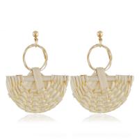 Brass Drop Earring with Rattan Dome gold color plated for woman nickel lead & cadmium free Sold By Pair