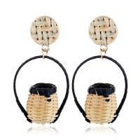Brass Drop Earring with Rattan gold color plated & for woman nickel lead & cadmium free Sold By Pair
