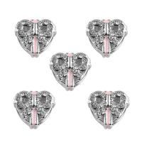 Zinc Alloy European Beads Heart antique silver color plated with rhinestone lead & cadmium free Approx 5mm Sold By Bag