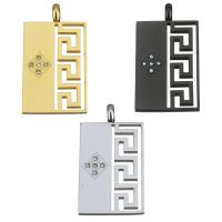 Stainless Steel Pendants Rectangle plated with rhinestone Approx 5mm Sold By PC