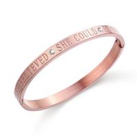 Stainless Steel Bangle plated Unisex & with letter pattern & with rhinestone Inner Approx 60mm Sold By PC