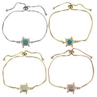 Brass Bracelet with Opal Turtle plated adjustable & box chain & for woman 1mm Length Approx 5-8 Inch Sold By Lot