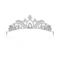 Bridal Tiaras Zinc Alloy Crown silver color plated with rhinestone white lead & cadmium free Sold By PC
