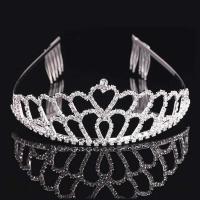 Bridal Tiaras Brass platinum color plated for woman & with rhinestone nickel lead & cadmium free Sold By PC