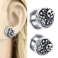 Stainless Steel Piercing Tunnel antique silver color plated hypo allergic & Unisex 6-20mm Sold By PC