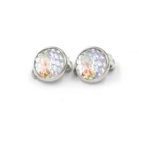 Stainless Steel Stud Earring with Resin Flat Round for woman 12mm Sold By Pair