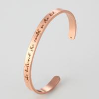 Stainless Steel Cuff Bangle plated Unisex & adjustable & with letter pattern Inner Approx 62mm Sold By PC