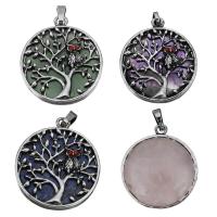 Brass Pendant with Gemstone Tree antique silver color plated & with rhinestone Approx Sold By PC