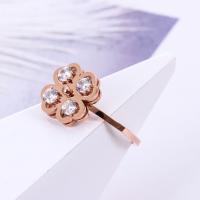 Rhinestone Stainless Steel Finger Ring rose gold color plated & for woman & with rhinestone Sold By PC