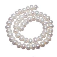 Bulvių išauginti gėlavandenių perlų karoliukai, Gėlo vandens perlų, Bulvė, natūralus, baltas, 9-10mm, Skylė:Apytiksliai 2mm, Parduota už 15.5 Inch Strand