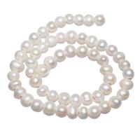 Bulvių išauginti gėlavandenių perlų karoliukai, Gėlo vandens perlų, Bulvė, natūralus, baltas, 8-9mm, Skylė:Apytiksliai 2mm, Parduota už 15.3 Inch Strand