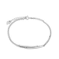 925 Sterling Silver Bangle Bracelet, platinum plated, oval chain & for woman & with rhinestone & 2-strand, Sold Per Approx 8 Inch Strand