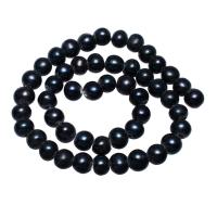Brambor pěstované sladkovodní perle, Sladkovodní Pearl, černý, 9-10mm, Otvor:Cca 2.5mm, Prodáno za 15.3 inch Strand