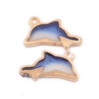 Zinc Alloy Animal Pendants Dolphin gold color plated enamel lead & cadmium free Approx 1mm Sold By Bag