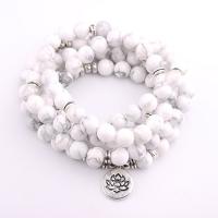 Howlite Wrap Bracelet with Zinc Alloy silver color plated Unisex Sold Per Approx 21 Inch Strand
