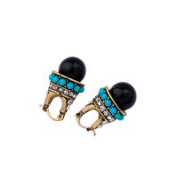 Brass Leverback Earring Zinc Alloy antique gold color plated for woman & with rhinestone lead & cadmium free Sold By Pair