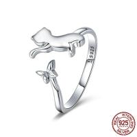 Thailand Sterling Silver Cuff Finger Ring Cat adjustable & for woman 2mm 12mm US Ring Sold By PC