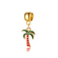 European Style Zinc Alloy Dangle Beads Palm Tree gold color plated without troll & enamel lead & cadmium free 10-30mm Approx 4-4.5mm Sold By Bag
