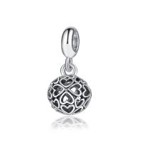 European Style Zinc Alloy Dangle Beads Round antique silver color plated without troll & hollow lead & cadmium free 10-30mm Approx 4-4.5mm Sold By Bag