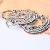 Zinc Alloy Bracelet silver color plated for woman & with rhinestone nickel lead & cadmium free Length Approx 7 Inch Sold By Lot