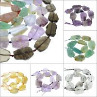Mješoviti Gemstone perle, Dragi kamen, Nuggetsi, različiti materijali za izbor, 33x15x7mm-41x28x5mm, Rupa:Približno 1mm, Prodano Per Približno 16.5 inčni Strand