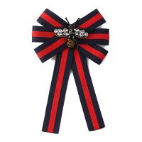 Cloth Brooch with Brass Bowknot Korean style & for woman & stripe Sold By PC