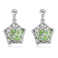 Zinc Alloy Drop Earring with Quartz plated for woman & hollow lead & cadmium free Sold By Pair