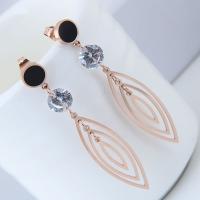 Titanium Steel  Earring plated with 1 pcs cubic zirconia & for woman lead & cadmium free Sold By Pair
