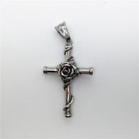 Nehrđajućeg čelika križa Privjesci, Nehrđajući čelik, pocrniti, 25x40mm, Rupa:Približno 2-4mm, Prodano By PC