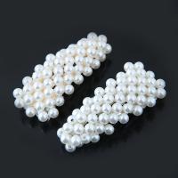 Hair Snap Clips Zinc Alloy with ABS Plastic Pearl plated for woman lead & cadmium free Sold By PC