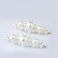Hair Slide Zinc Alloy with ABS Plastic Pearl plated for woman lead & cadmium free Sold By PC