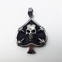 Roestvrij staal Skull Hangers, Schedel, Halloween Jewelry Gift & zwart maken, 41x52mm, Gat:Ca 2-4mm, Verkocht door PC