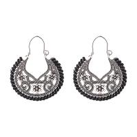 Zinc Alloy Drop Earrings sterling silver post pin Flower antique silver color plated vintage & folk style & for woman & hollow lead & cadmium free Sold By Pair