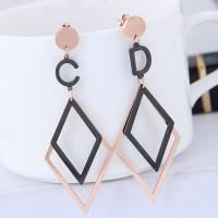 Titanium Steel  Earring Rhombus plated for woman lead & cadmium free Sold By Pair