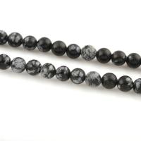Sneeuwvlok Obsidiaan Beads, Ronde, verschillende grootte voor keus, Gat:Ca 1mm, Per verkocht Ca 15 inch Strand