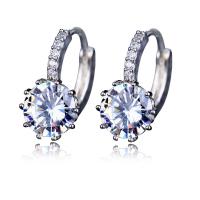 Cubic Zircon (CZ) Drop Earring Zinc Alloy silver color plated for woman & with cubic zirconia lead & cadmium free Sold By Pair
