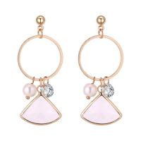 Brass Drop Earring Zinc Alloy with ABS Plastic Pearl & Glass stainless steel post pin gold color plated for woman & enamel lead & cadmium free Sold By Pair