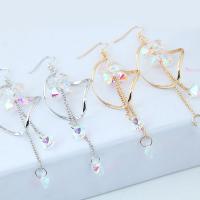 Zinc Alloy Drop Earrings plated for woman & with rhinestone lead & cadmium free Sold By Pair
