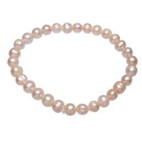 Freshwater Cultured Pearl Bracelet Freshwater Pearl with Elastic Thread Potato for woman pink 7-8mm Sold Per Approx 7.5 Inch Strand