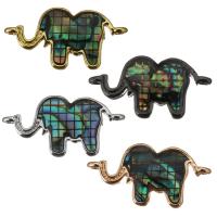Mässing smycken Connector, med Havsöra, Elefant, plated, mosaik & 1/1 slinga, fler färger för val, 20x10x2.50mm, Hål:Ca 1mm, Säljs av PC