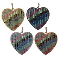 Messing hart hangers, plated, micro pave zirconia, meer kleuren voor de keuze, 30x30x2mm, Gat:Ca 3.5x5mm, Verkocht door PC