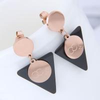 Titanium Steel  Earring with Acrylic rose gold color plated for woman lead & cadmium free Sold By Pair