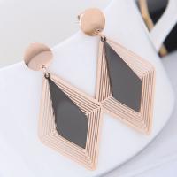 Titanium Steel  Earring with Acrylic Rhombus rose gold color plated for woman lead & cadmium free Sold By Pair