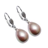 South Sea Shell Lever Back Earring brass earring clip Teardrop for woman pink Sold By Pair