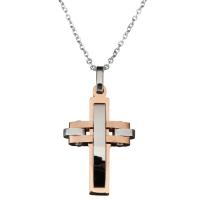 Stainless Steel Jewelry Necklace with 2Inch extender chain Cross plated Unisex & oval chain 1mm Sold Per Approx 18 Inch Strand