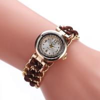 Women Watch Bracelet Zinc Alloy with Cotton Cord & Glass Chinese watch movement nickel lead & cadmium free for woman & with rhinestone plated 25mm 16mm Sold per Approx 9.5 Inch  Strand