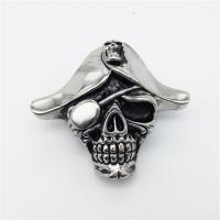 Roestvrij staal Skull Hangers, Schedel, Halloween Jewelry Gift & zwart maken, 62x53mm, Verkocht door PC